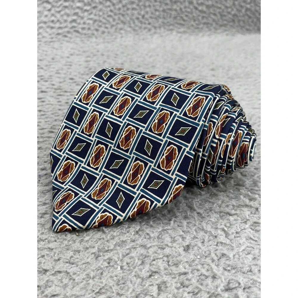 Brooks Brothers 100% Silk Tie Mens Geometric Classic Made in USA Corpcore Preppy
